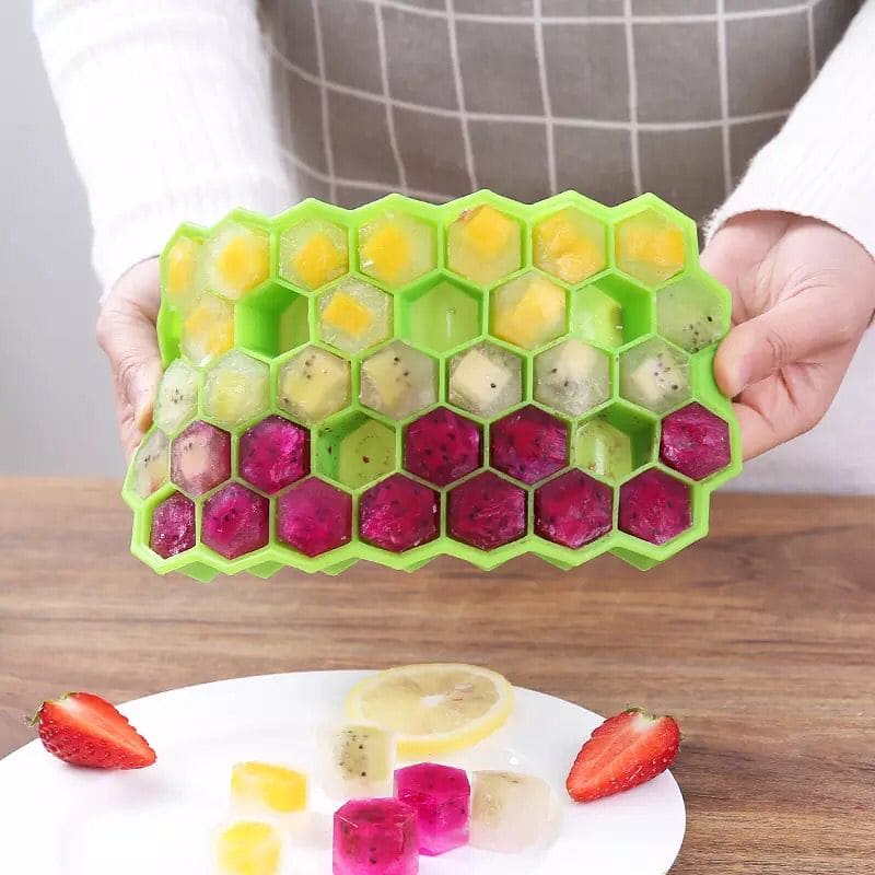 Silicone 37 Cells Hexagonal Honeycomb Shaped Ice Tray, Easy Release Mini Ice Cube Tray With Lid Silicone 37 Cells Hexagonal Honeycomb Shaped Ice Tray, Easy Release Mini Ice Cube Tray With Lid
